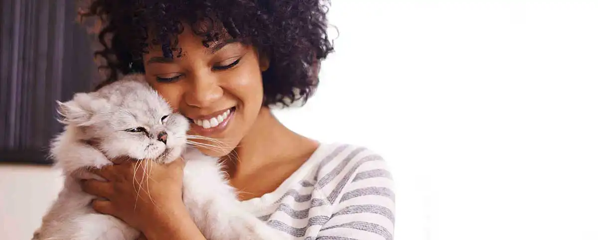 A woman with her cat